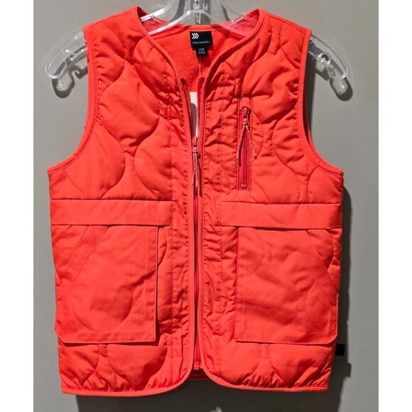 All in Motion Orange Quilted Fleece Lined Zip Front Vest - Boys' Size Medium 8 - Picture 1 of 5
